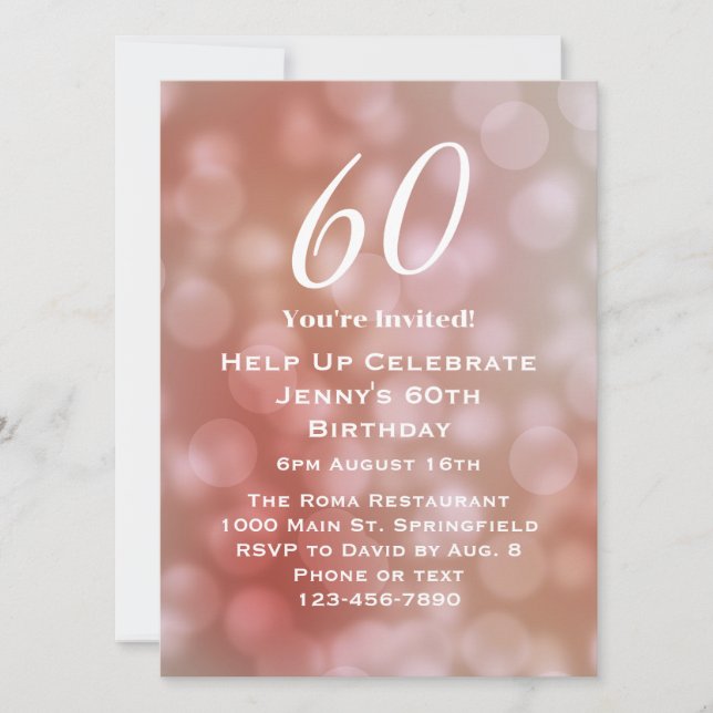 Elegant 60th Birthday Invitation For Her  (Front)