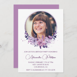 Elegant 60th birthday invitation Photo Floral Boho