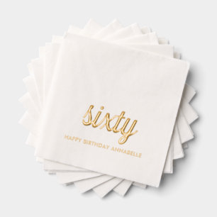 Elegant 60th Birthday Modern Gold Foil Napkins