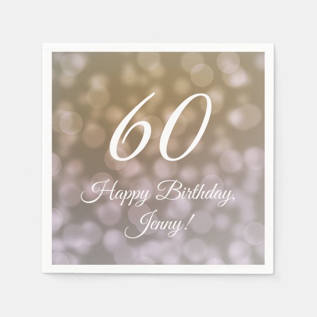 Elegant 60th Birthday Napkins For Her  (Front)