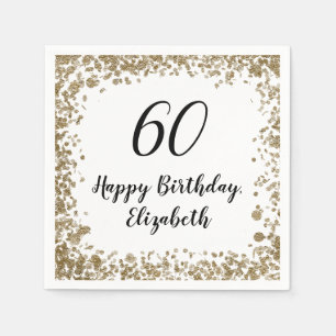 Elegant 60th Birthday Napkins With Gold Sequins