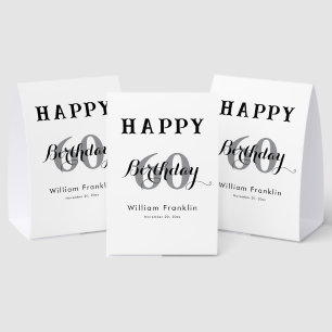 Elegant 60th Birthday Paper Table Tent