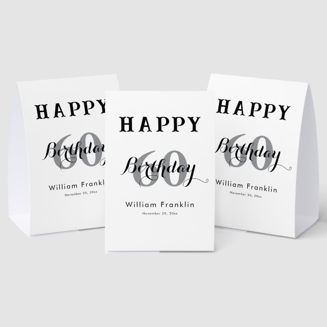 Elegant 60th Birthday Paper Table Tent (Insitu(Multi))