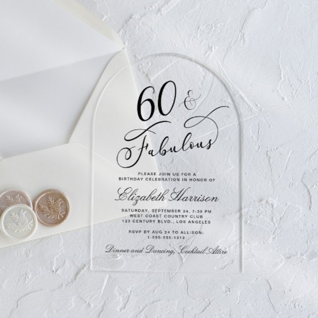 Elegant 60th Birthday Party Acrylic Invitations (Creator Uploaded)