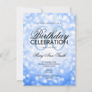 Elegant 60th Birthday Party Blue Glitter Lights Invitation