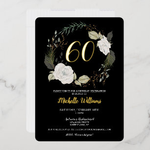 Elegant 60th Birthday Party Floral Wreath Gold