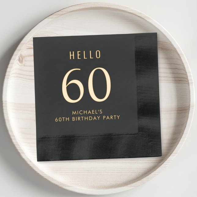 Elegant 60th Birthday Party Foil Napkins (Elevate your 40th birthday party decor with these chic and elegant foil stamped napkins)