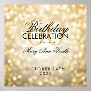 Elegant 60th Birthday Party Glitter Lights Gold Poster