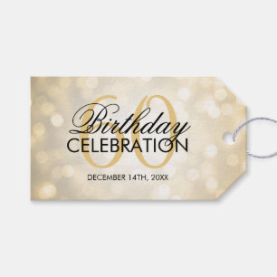 Elegant 60th Birthday Party Gold Glitter Lights Gift Tags
