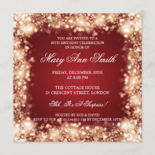 Elegant 60th Birthday Party Gold Sparkling Lights Invitation