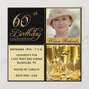 Elegant 60th Birthday Party Invitations
