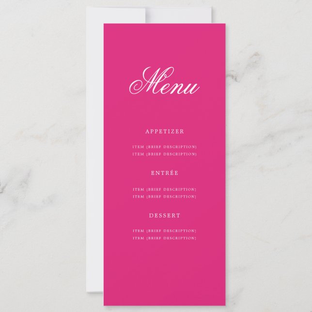 Elegant 60th Birthday Party Menu Gold Hot Pink  Invitation (Back)