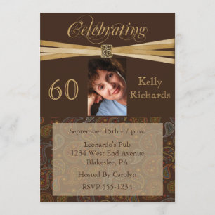 Elegant 60th Birthday Party Photo Invitations