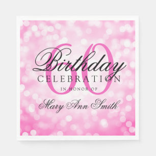 Elegant 60th Birthday Party Pink Glitter Lights Napkin