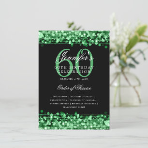 Elegant 60th Birthday Party Program Green Menu