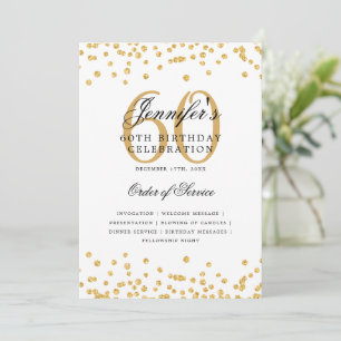 Elegant 60th Birthday Party Program Menu Gold