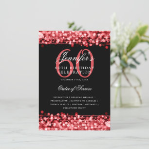 Elegant 60th Birthday Party Program Red Menu