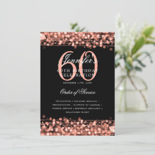 Elegant 60th Birthday Party Program Rose Gold Menu