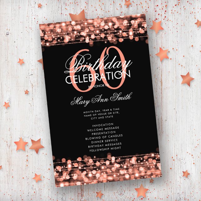 Elegant 60th Birthday Party Program Rose Gold Menu (Creator Uploaded)