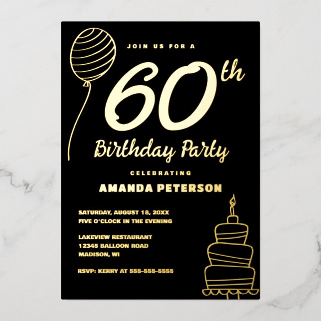 Elegant 60th Birthday Party Real Gold (Front)