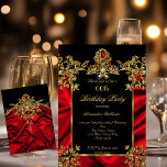 Elegant 60th Birthday Party Silk Ruby Red Gold 2 Invitation<br><div class="desc">Elegant 60th Birthday Party Silk Ruby Red Gold Black Diamond Images Birthday Party . You can change the age! Customise with your own details.</div>