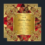 Elegant 60th Birthday Party Silk Ruby Red Gold Invitation<br><div class="desc">Elegant 60th Birthday Party Silk Ruby Red Gold Gold Diamond Images Birthday Party . You can change the age! Customise with your own details.</div>