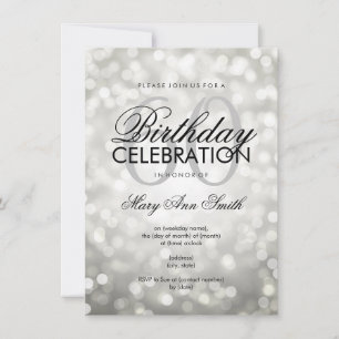 Elegant 60th Birthday Party Silver Glitter Lights Invitation