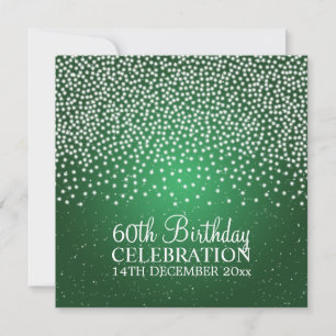 Elegant 60th Birthday Party Simple Sparkle Green Invitation