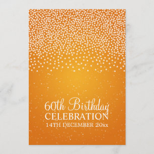 Elegant 60th Birthday Party Simple Sparkle Orange Invitation