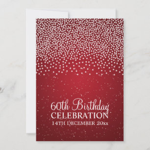 Elegant 60th Birthday Party Simple Sparkle Red Invitation