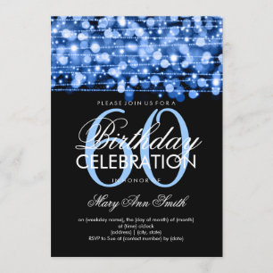 Elegant 60th Birthday Party Sparkles Blue Invitation