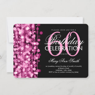 Elegant 60th Birthday Party Sparkles Pink Invitation