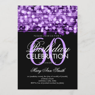 Elegant 60th Birthday Party Sparkles Purple Invitation