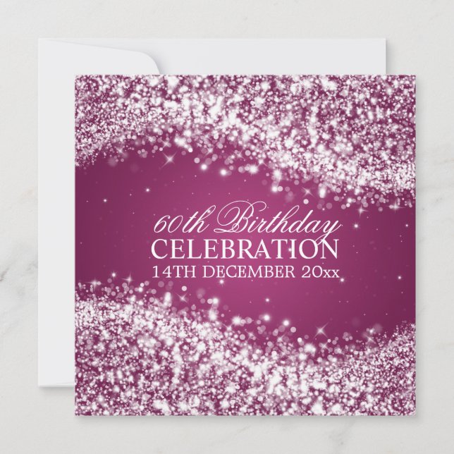 Elegant 60th Birthday Party Sparkling Wave Berry Invitation (Front)
