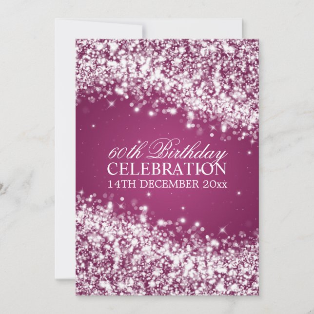 Elegant 60th Birthday Party Sparkling Wave Berry Invitation (Front)