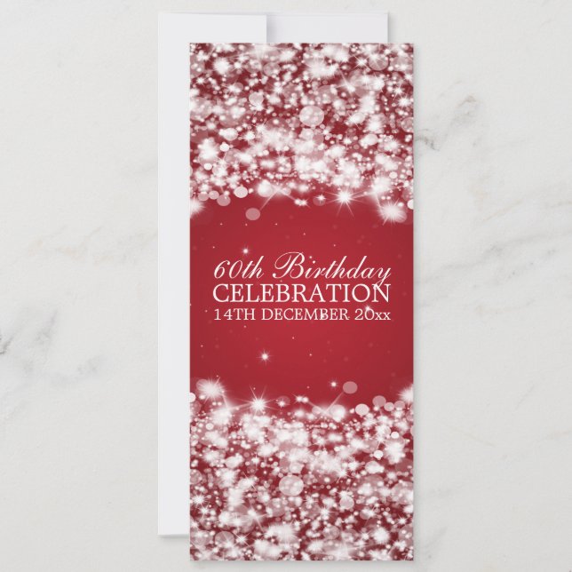 Elegant 60th Birthday Party Star Sparkle Red Invitation (Front)