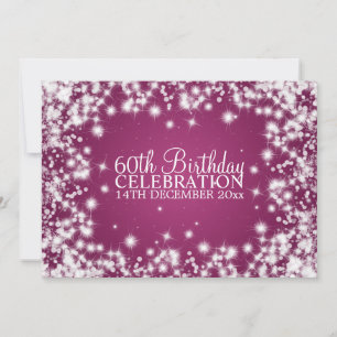Elegant 60th Birthday Party Winter Sparkle Berry Invitation