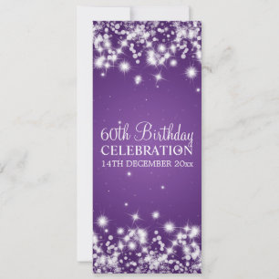 Elegant 60th Birthday Party Winter Sparkle Purple Invitation