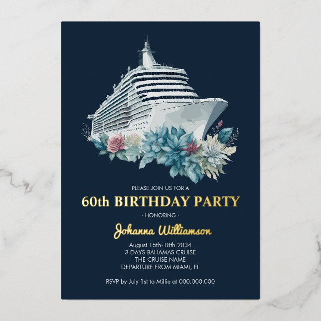Elegant 60th Birthday Party Women Cruise Trip Gold (Front)