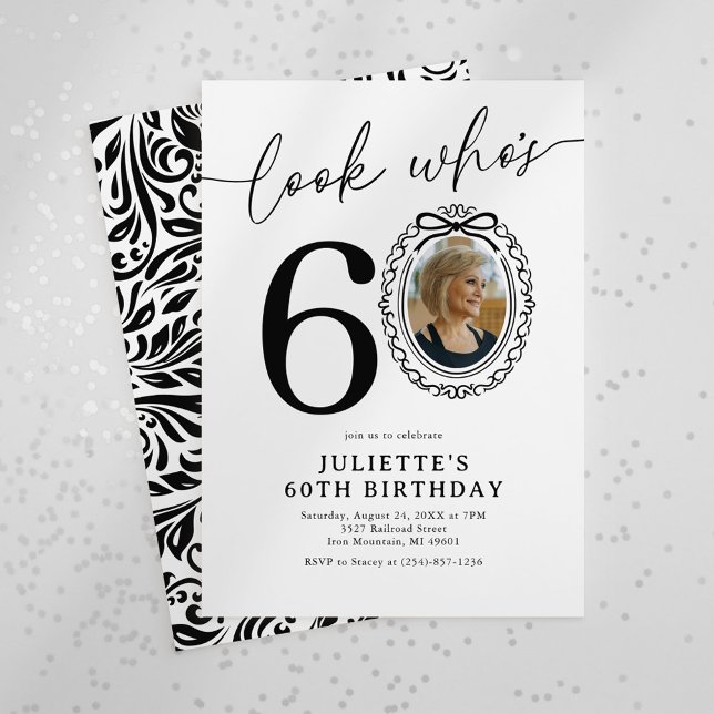 Elegant 60th Birthday Photo Invitation (Creator Uploaded)