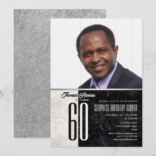 Elegant 60th Birthday Photo Invitation for Men