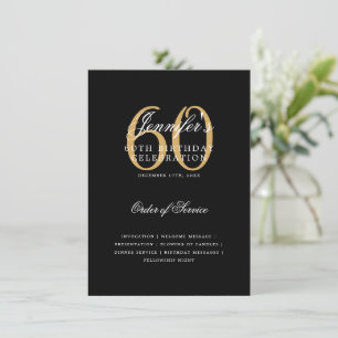 Elegant 60th Birthday Program Gold Black w/ Menu