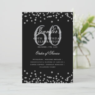 Elegant 60th Birthday Program Menu Silver Black