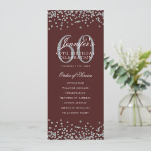 Elegant 60th Birthday Program Silver Burgundy