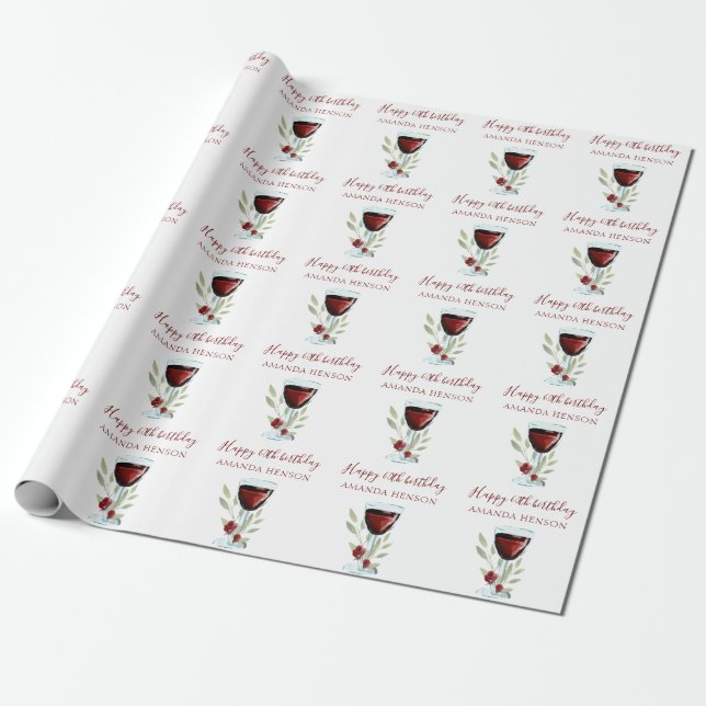 Elegant 60th Birthday Red Wine  Wrapping Paper (Unrolled)