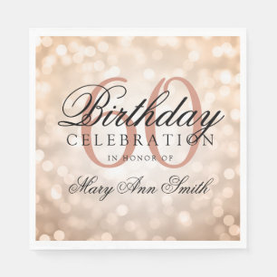 Elegant 60th Birthday Rose Gold Glitter Lights Napkin