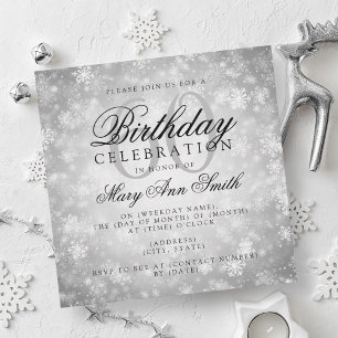 Elegant 60th Birthday Silver Winter Wonderland Invitation