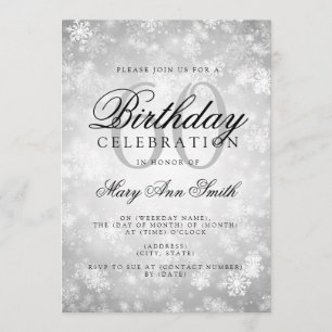 Elegant 60th Birthday Silver Winter Wonderland Invitation