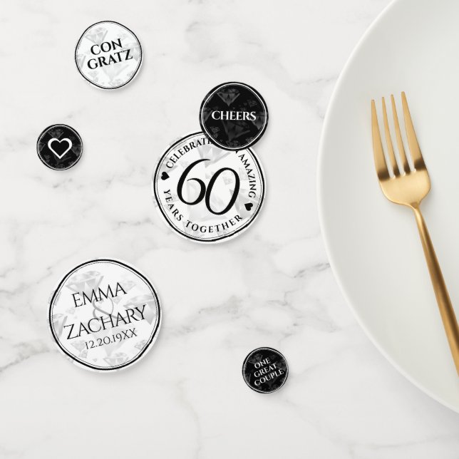 Elegant 60th Diamond Wedding Anniversary Confetti (Group)