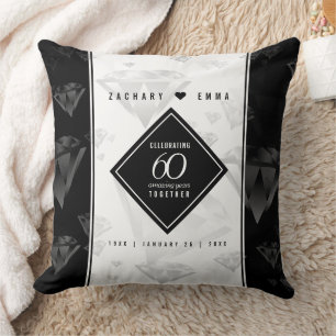 Elegant 60th Diamond Wedding Anniversary Cushion